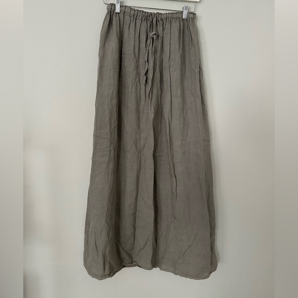 CP Shades Linen Drawstring Maxi Skirt — Taupe